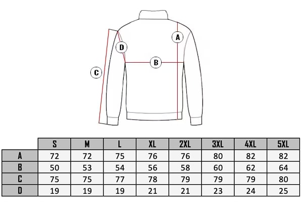  RD Balder Cashmere size table 