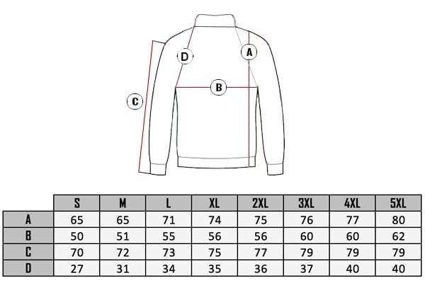  RD Balder Cashmere size table 