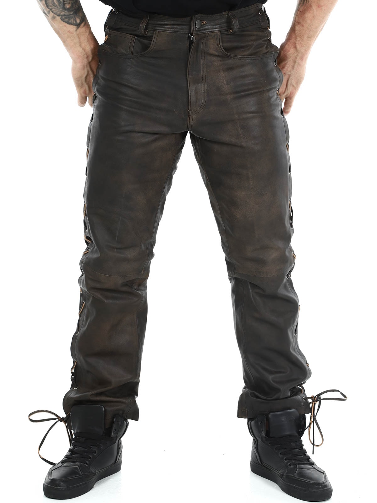 -RD Premium Nitro Skinnbukse - Rød-RD Premium Nitro leather pants brown_1.jpg