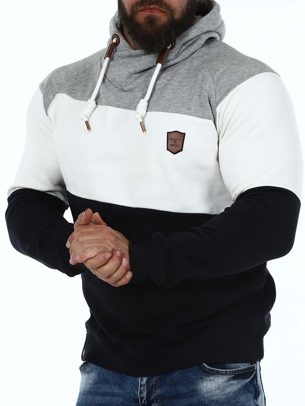 Pessac Indicode Hoodie Black White Grey_3.JPG