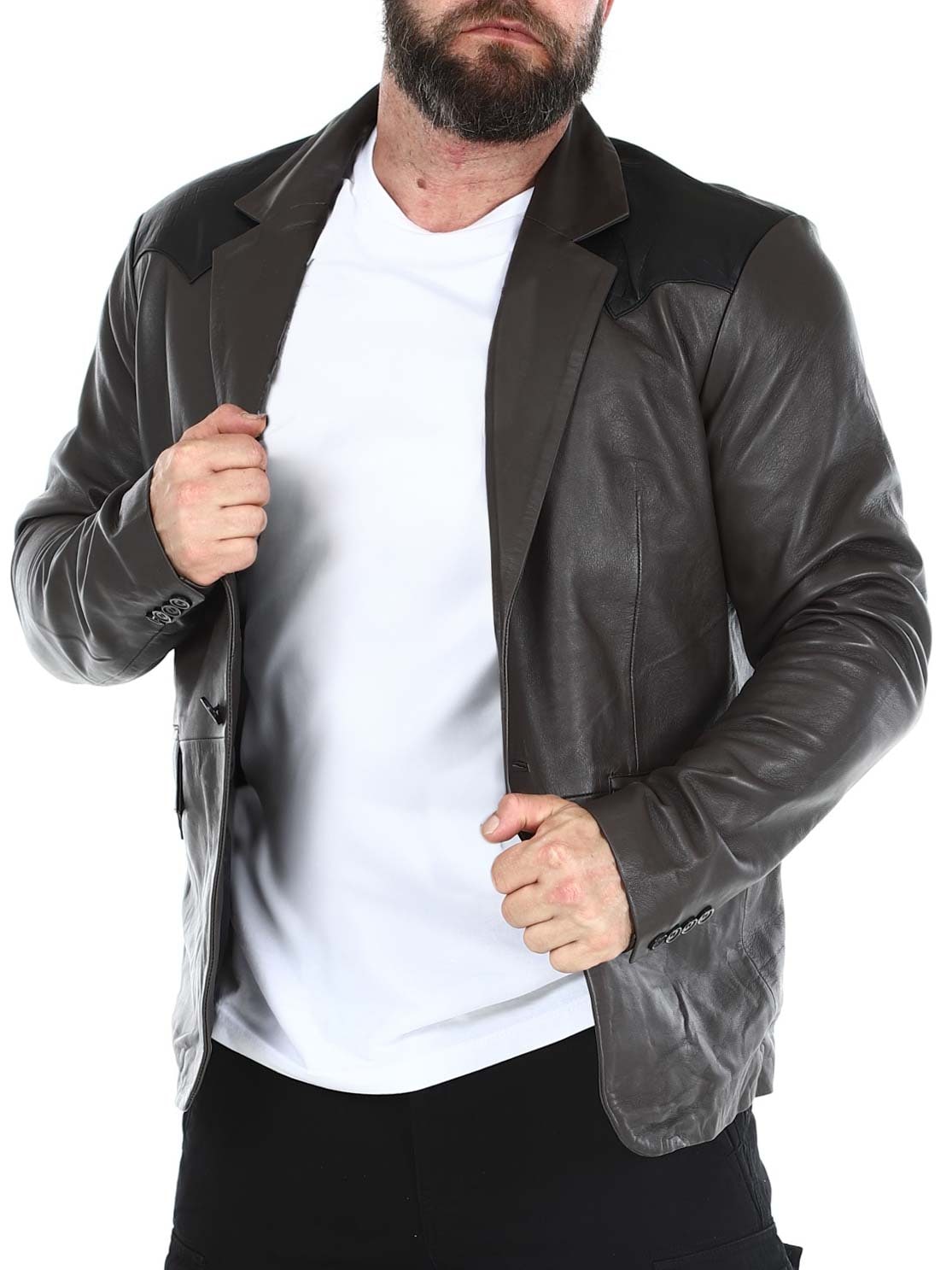 RD Crocodile Leather blazer Brown Black_3.jpg